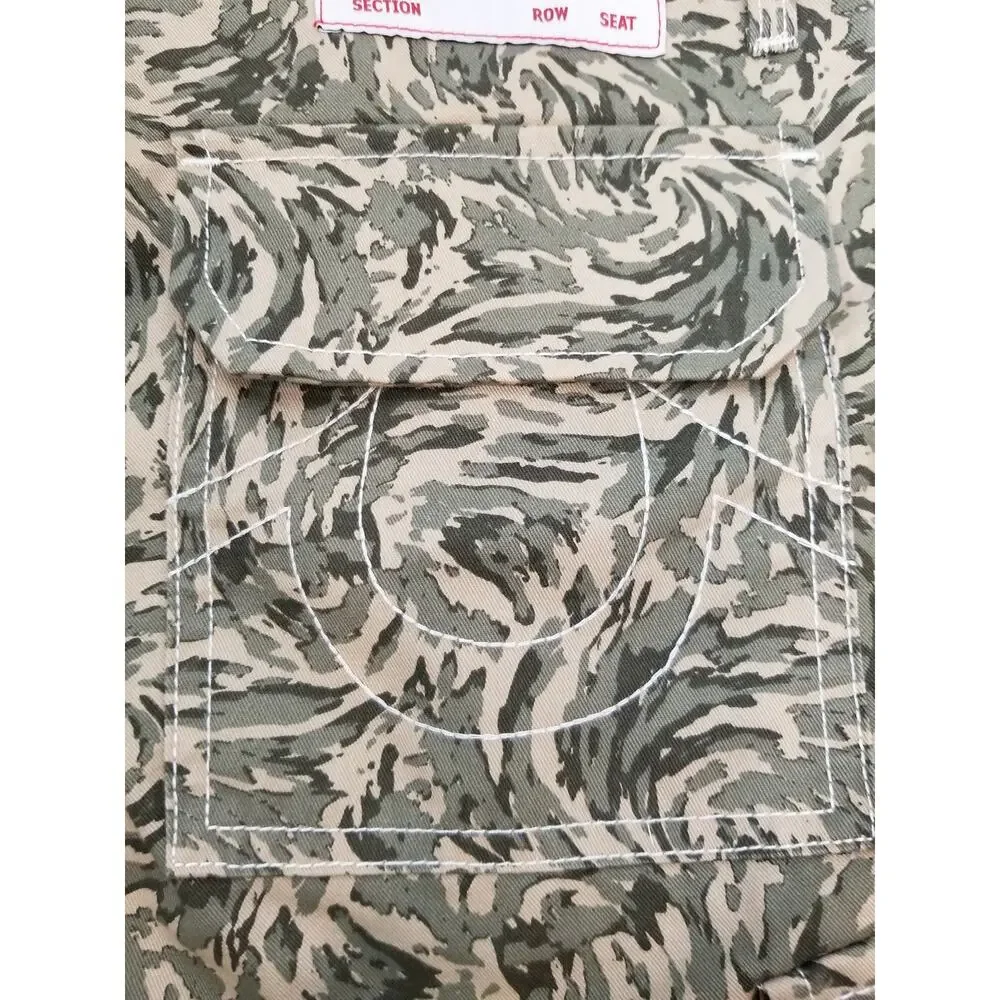 True Religion Men's Abstract Camo Cargo Pants Green Tan Waist 28